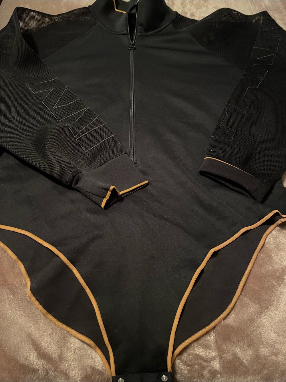 IVY PARK Black Bodysuit with Gold Trim And Adidas Ivy Park Pants
